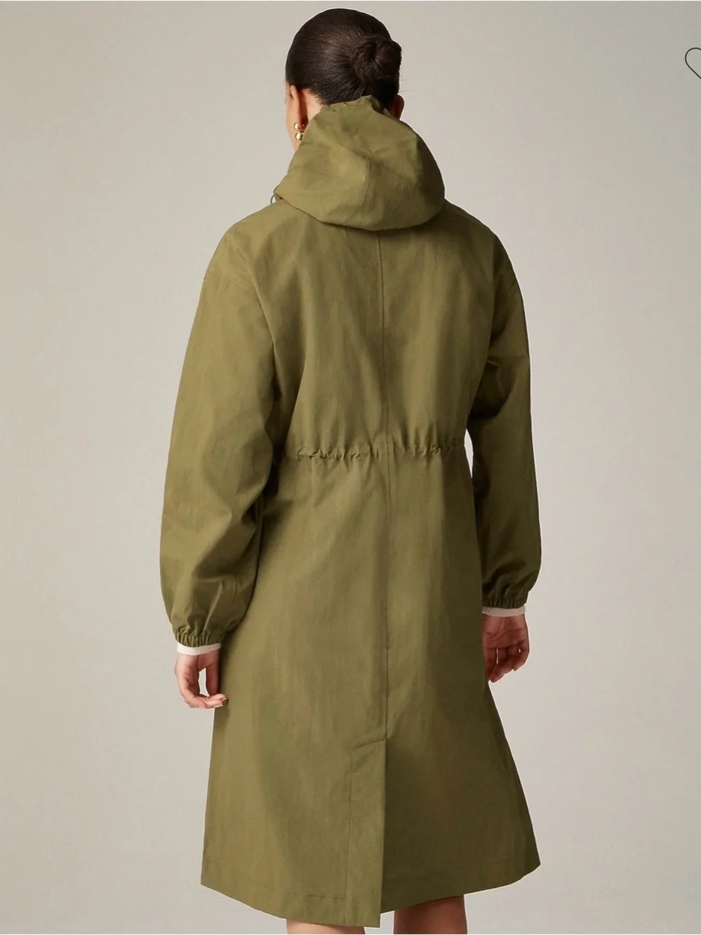 J. Crew Olive Green Hooded Trench Raincoat